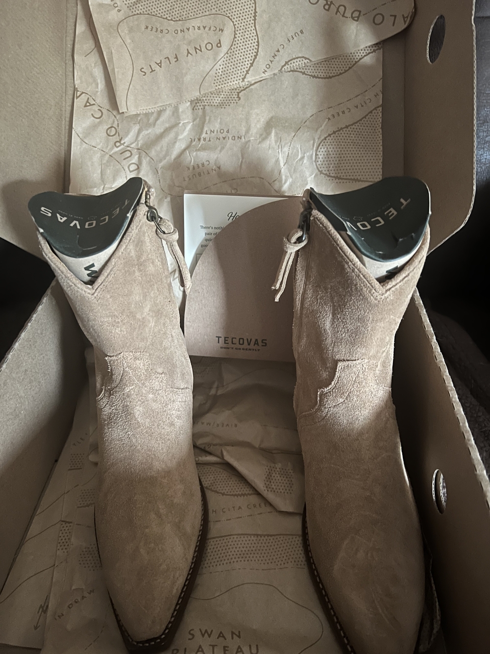 Tecovas Women’s Suede Ankle Boots in Taupe - Picture 5 of 6